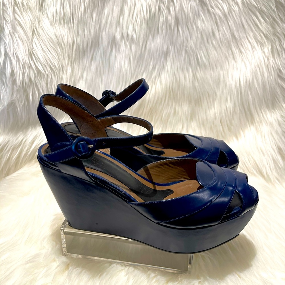 Marni blue leather peep toe sandals(gently worn)